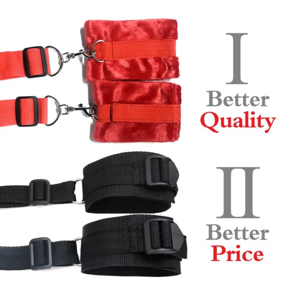BDSM Bed Strap Bondage Alternative Binding on The Bed with Plush Binding Sex Toys,Flirting Handcuffs Footcuffs,Sm Self Bondage