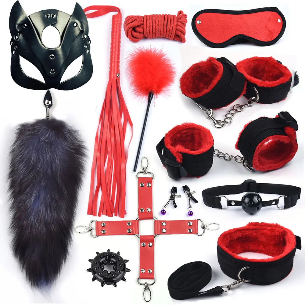 40CM Fox Tail Anal Plug Bondage Set Sex Toys For Women Whip Handcuffs For Sex Bdsm Exotic Adult Games 40CM Fox Tail Anal Plug Bondage Set Sex Toys For Women Whip Handcuffs For Sex Bdsm Exotic Adult Games
