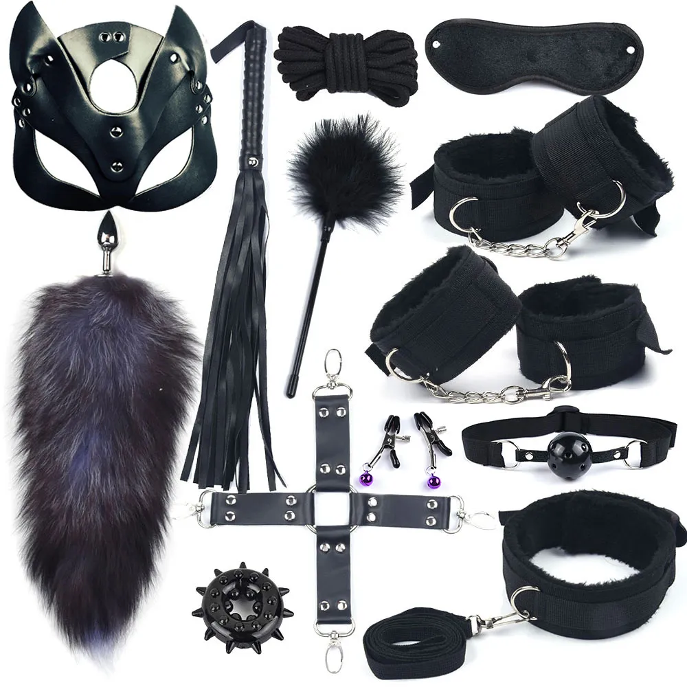 40CM Fox Tail Anal Plug Bondage Set Sex Toys For Women Whip Handcuffs For Sex Bdsm Exotic Adult Games 40CM Fox Tail Anal Plug Bondage Set Sex Toys For Women Whip Handcuffs For Sex Bdsm Exotic Adult Games