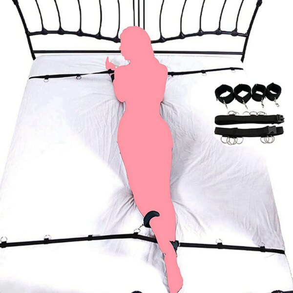 Bed Restraint Set Couple Sex Toys Bondage Handcuff Kit Adult Game Tool 18+ Erotic Tie Downs Arm Ankle Eyeblinder Flirting Sextoy