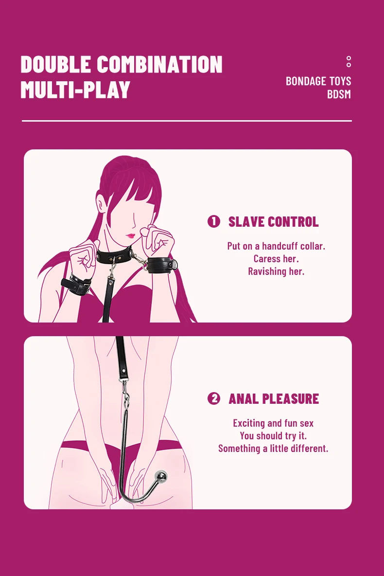 BDSM Alternative Sexual Couples Kit Metal Anal Hook Harness Necklace Bondage Handcuffs Sex Toys for Women Sadomasochism Accessor