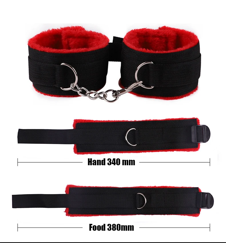 Sexy Leather BDSM Kits Plush Sex Bondage Set Handcuffs Sex Games Whip Gag Nipple Clamps Sex Toys For Play Sexy Games For Couples