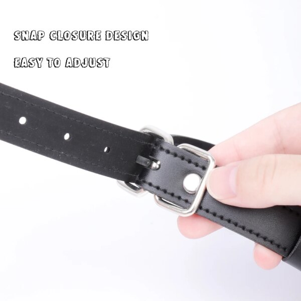 Leather Bondage Choker with Silver Metal Ring BDSM Restraint Collar Adjustable Necklace Adult Sex Toys for Women and Couples