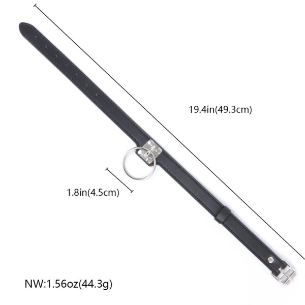 Leather Bondage Choker with Silver Metal Ring BDSM Restraint Collar Adjustable Necklace Adult Sex Toys for Women and Couples
