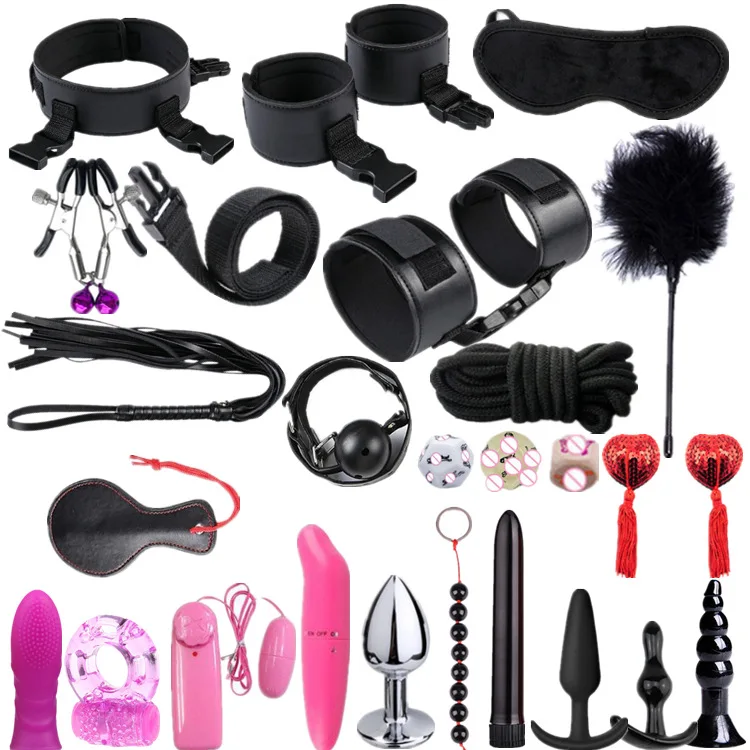 Sex Games Whip Gag Nipple Clamps Sex Toys For Couples Exotic Accessories Sexy Leather BDSM Kits Plush Sex Bondage Set Handcuffs