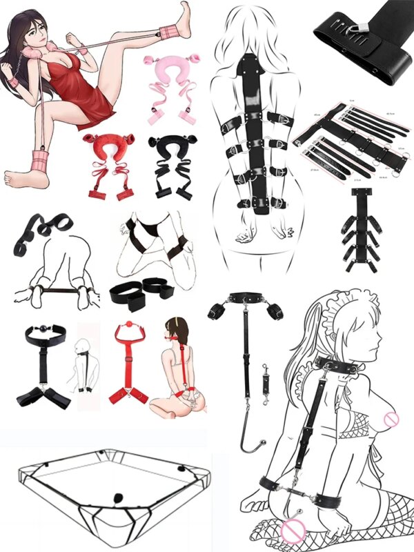 BDSM Bondage Gear Kit Erotic Sex Toys Adult Gmaes Bandage Obedience Slave And Master Couple Role Play Exotic Accessories Sexshop