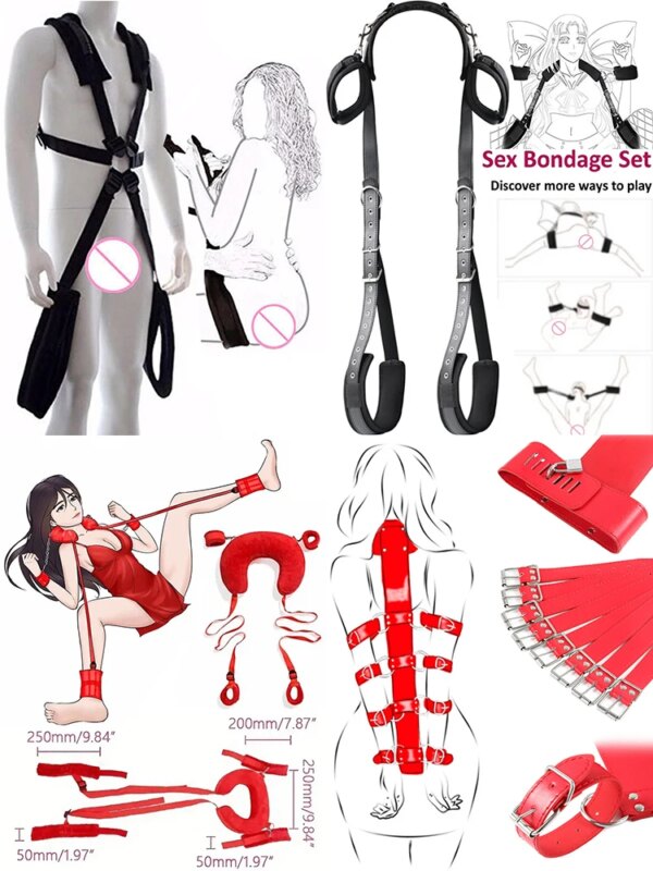 BDSM Bondage Gear Kit Erotic Sex Toys Adult Gmaes Bandage Obedience Slave And Master Couple Role Play Exotic Accessories Sexshop