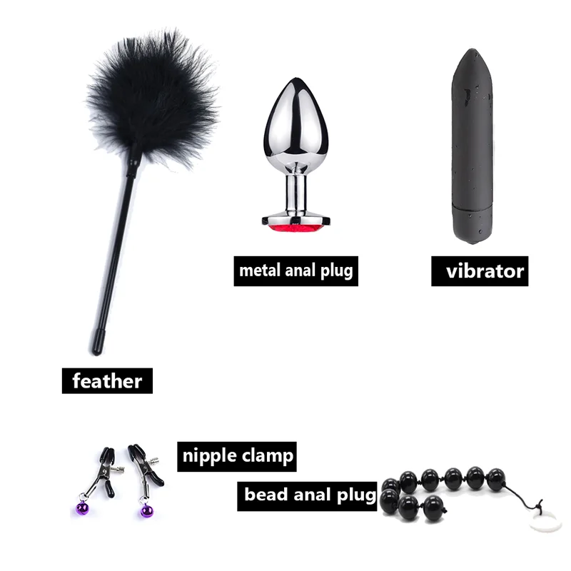 Bdsm 10 Speeds Vibrator Bondage Set Metal Sex Toys for Women Men Handcuffs Sex Nipple Clamps Whip Spanking Rope Bdsm 10 Speeds Vibrator Bondage Set Metal Sex Toys for Women Men Handcuffs Sex Nipple Clamps Whip Spanking Rope
