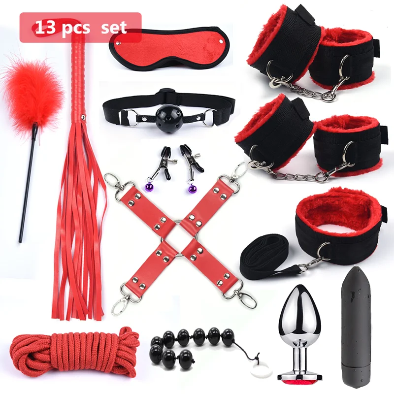 Bdsm 10 Speeds Vibrator Bondage Set Metal Sex Toys for Women Men Handcuffs Sex Nipple Clamps Whip Spanking Rope Bdsm 10 Speeds Vibrator Bondage Set Metal Sex Toys for Women Men Handcuffs Sex Nipple Clamps Whip Spanking Rope