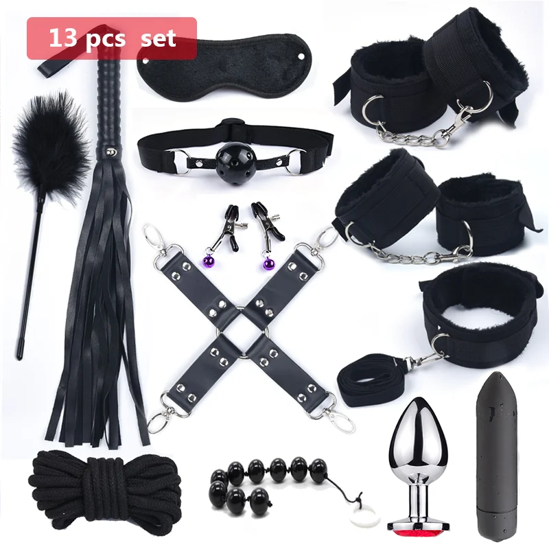 Bdsm 10 Speeds Vibrator Bondage Set Metal Sex Toys for Women Men Handcuffs Sex Nipple Clamps Whip Spanking Rope Bdsm 10 Speeds Vibrator Bondage Set Metal Sex Toys for Women Men Handcuffs Sex Nipple Clamps Whip Spanking Rope
