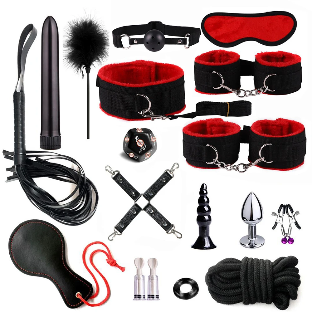BDSM Sex Kits Adults Sex Toys For Women Men Handcuffs Nipple Clamps Whip Spanking Sex Metal Anal Plug Vibrator Butt Bdsm Bondage BDSM Sex Kits Adults Sex Toys For Women Men Handcuffs Nipple Clamps Whip Spanking Sex Metal Anal Plug Vibrator Butt Bdsm Bondage