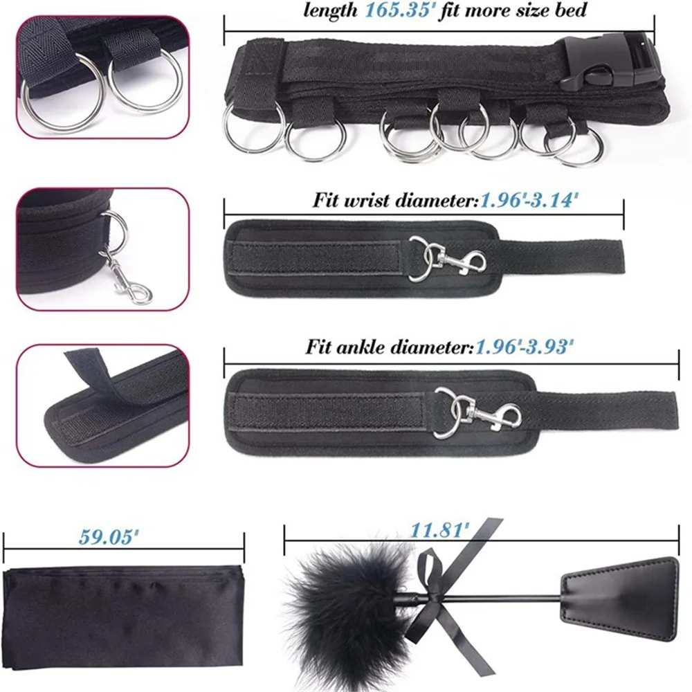 BDSM Set Toy Sex Handcuffs for Couple Adult Kit Bdsm Whip Anal Plug Vibrator Blindfold Strapon Bed Bondage Sexual Handcuffs Sexy