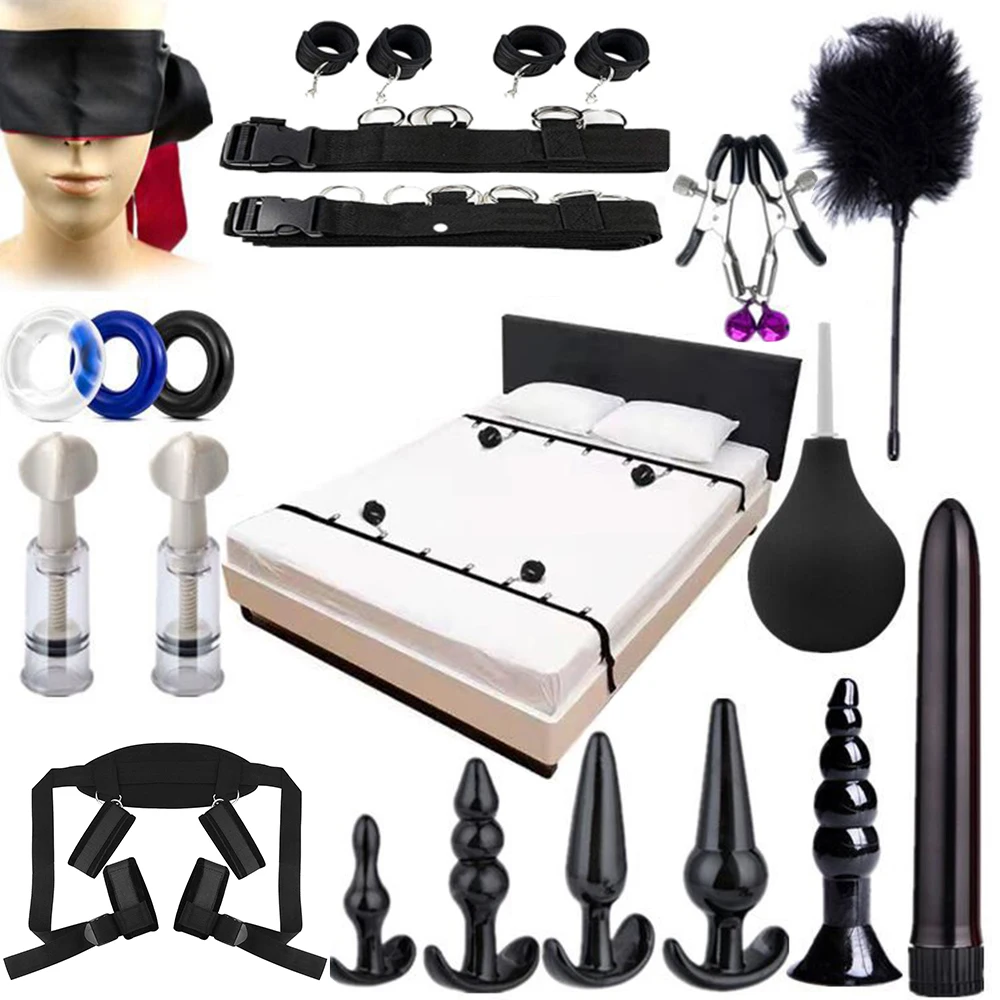 BDSM Set Toy Sex Handcuffs for Couple Adult Kit Bdsm Whip Anal Plug Vibrator Blindfold Strapon Bed Bondage Sexual Handcuffs Sexy BDSM Set Toy Sex Handcuffs for Couple Adult Kit Bdsm Whip Anal Plug Vibrator Blindfold Strapon Bed Bondage Sexual Handcuffs Sexy