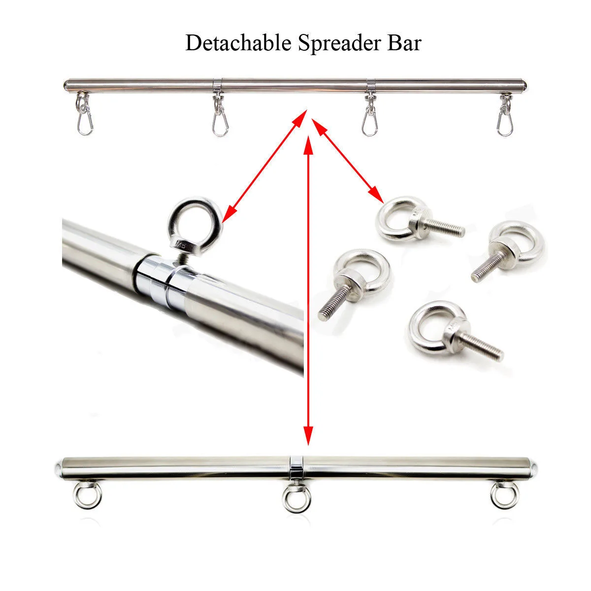 Stainless Steel Adjustable Spreader Bar Handcuffs Ankle Cuffs  Bondage Set Sex Slave Restraints Dog Collar Sex Toys BDSM
