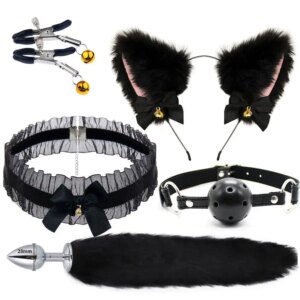 fox tail anal plug metal butt plug tail cat ears headbands bell collar mouth plugs erotic sex toys kits intimate toys for couple
