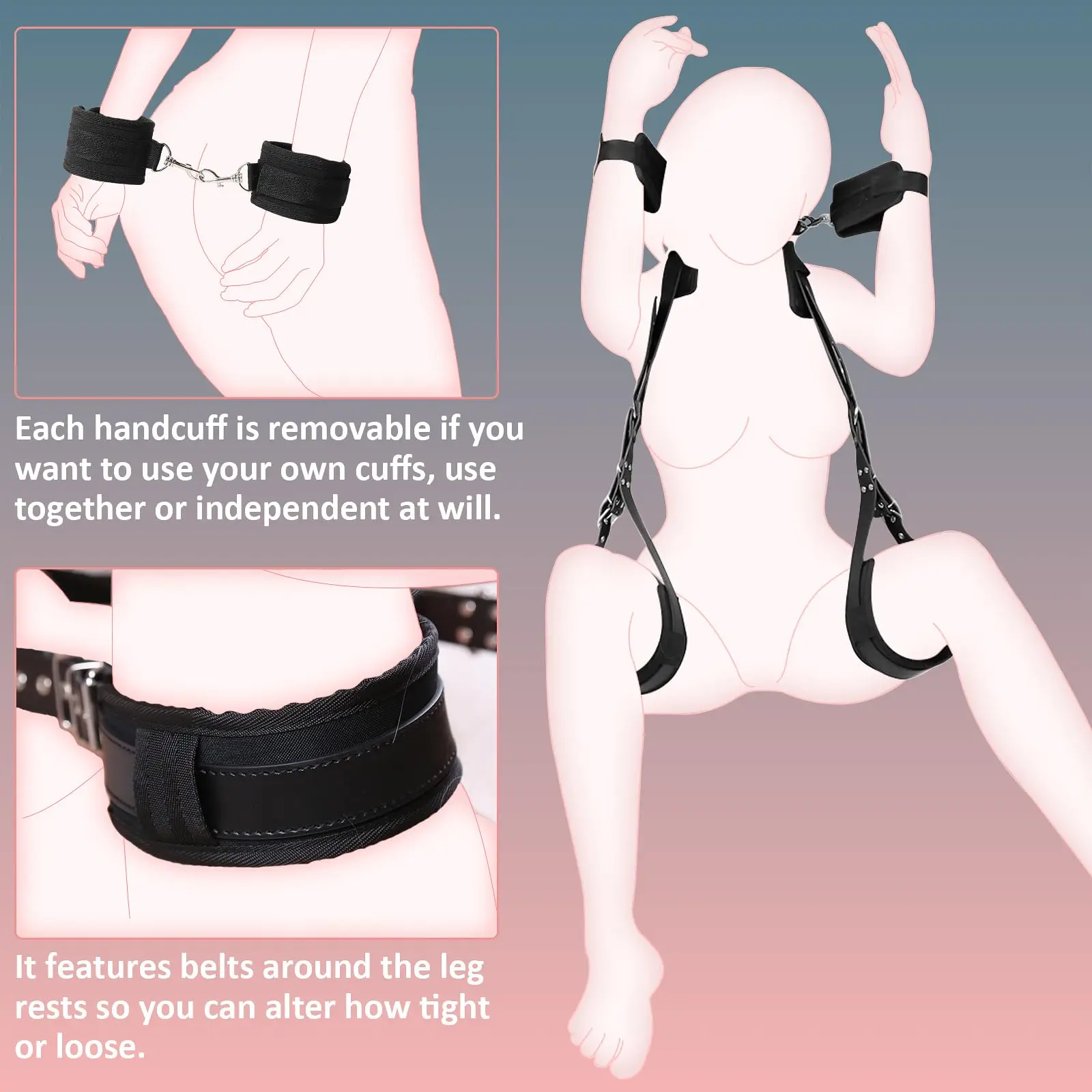 Leather BDSM Kit Handcuffs Sex Toys for Couples Bondage Straps Erotic Sexy Accessories Women Ankle Cuffs for Adult Games