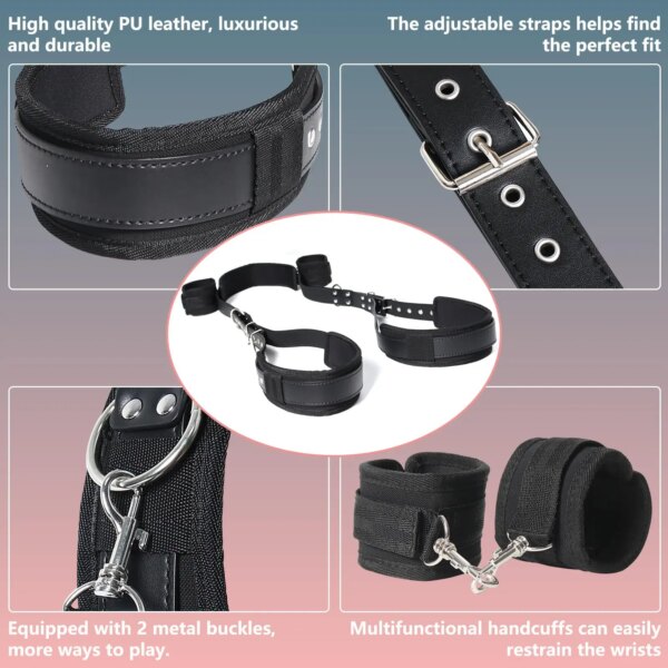 Leather BDSM Kit Handcuffs Sex Toys for Couples Bondage Straps Erotic Sexy Accessories Women Ankle Cuffs for Adult Games