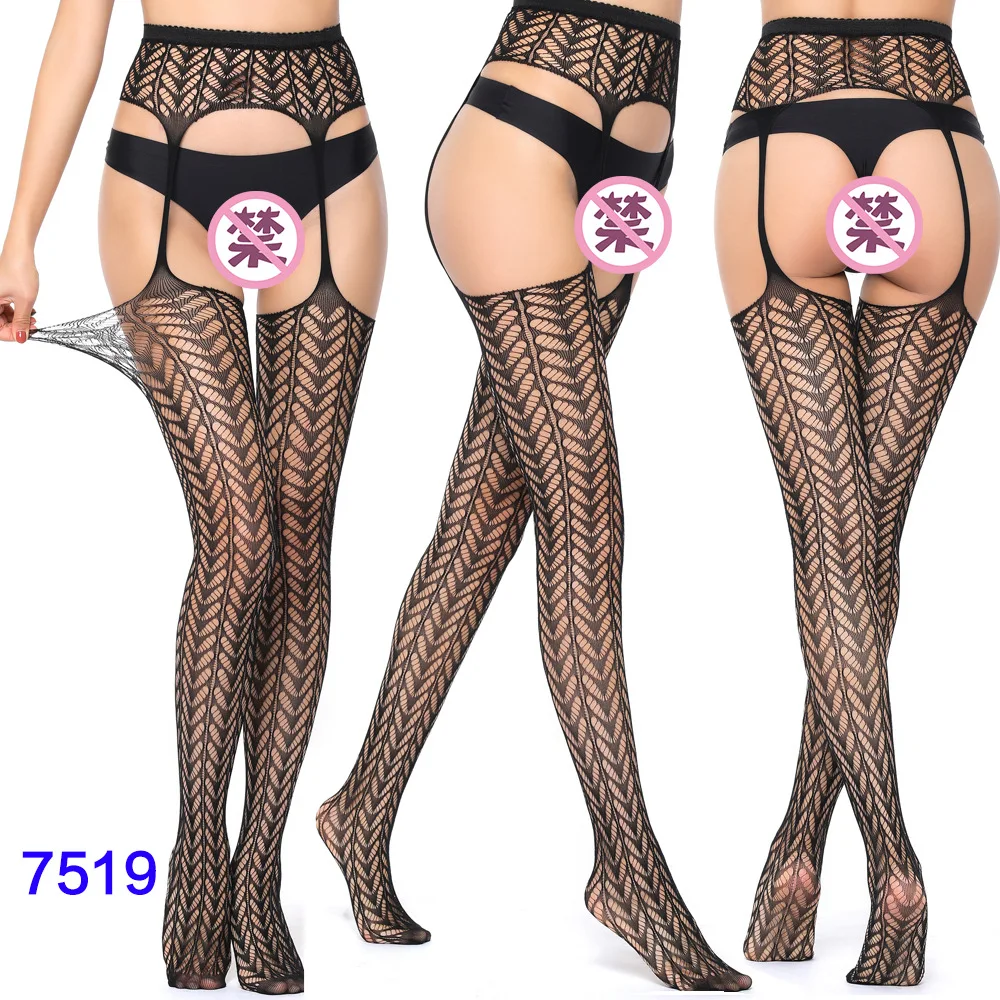 Women Black Stockings With Belt Set High Fishnet Tights Erotic Lingerie Sexy Pantyhose Floral Print Long Mesh Lace Stocking Women Black Stockings With Belt Set High Fishnet Tights Erotic Lingerie Sexy Pantyhose Floral Print Long Mesh Lace Stocking