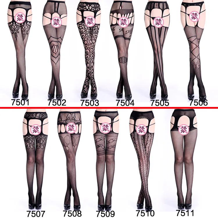 Women Black Stockings With Belt Set High Fishnet Tights Erotic Lingerie Sexy Pantyhose Floral Print Long Mesh Lace Stocking Women Black Stockings With Belt Set High Fishnet Tights Erotic Lingerie Sexy Pantyhose Floral Print Long Mesh Lace Stocking