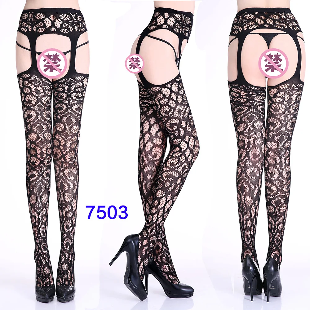 Women Black Stockings With Belt Set High Fishnet Tights Erotic Lingerie Sexy Pantyhose Floral Print Long Mesh Lace Stocking Women Black Stockings With Belt Set High Fishnet Tights Erotic Lingerie Sexy Pantyhose Floral Print Long Mesh Lace Stocking
