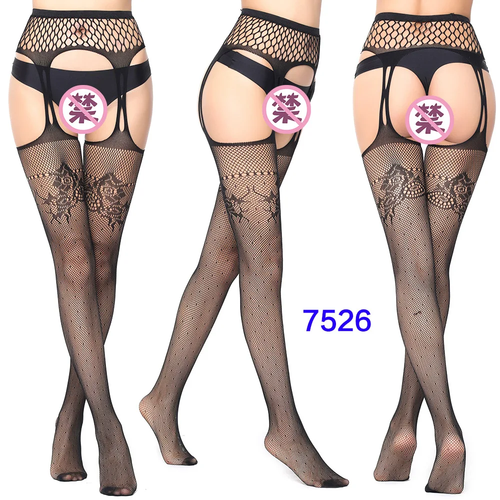 Women Black Stockings With Belt Set High Fishnet Tights Erotic Lingerie Sexy Pantyhose Floral Print Long Mesh Lace Stocking Women Black Stockings With Belt Set High Fishnet Tights Erotic Lingerie Sexy Pantyhose Floral Print Long Mesh Lace Stocking