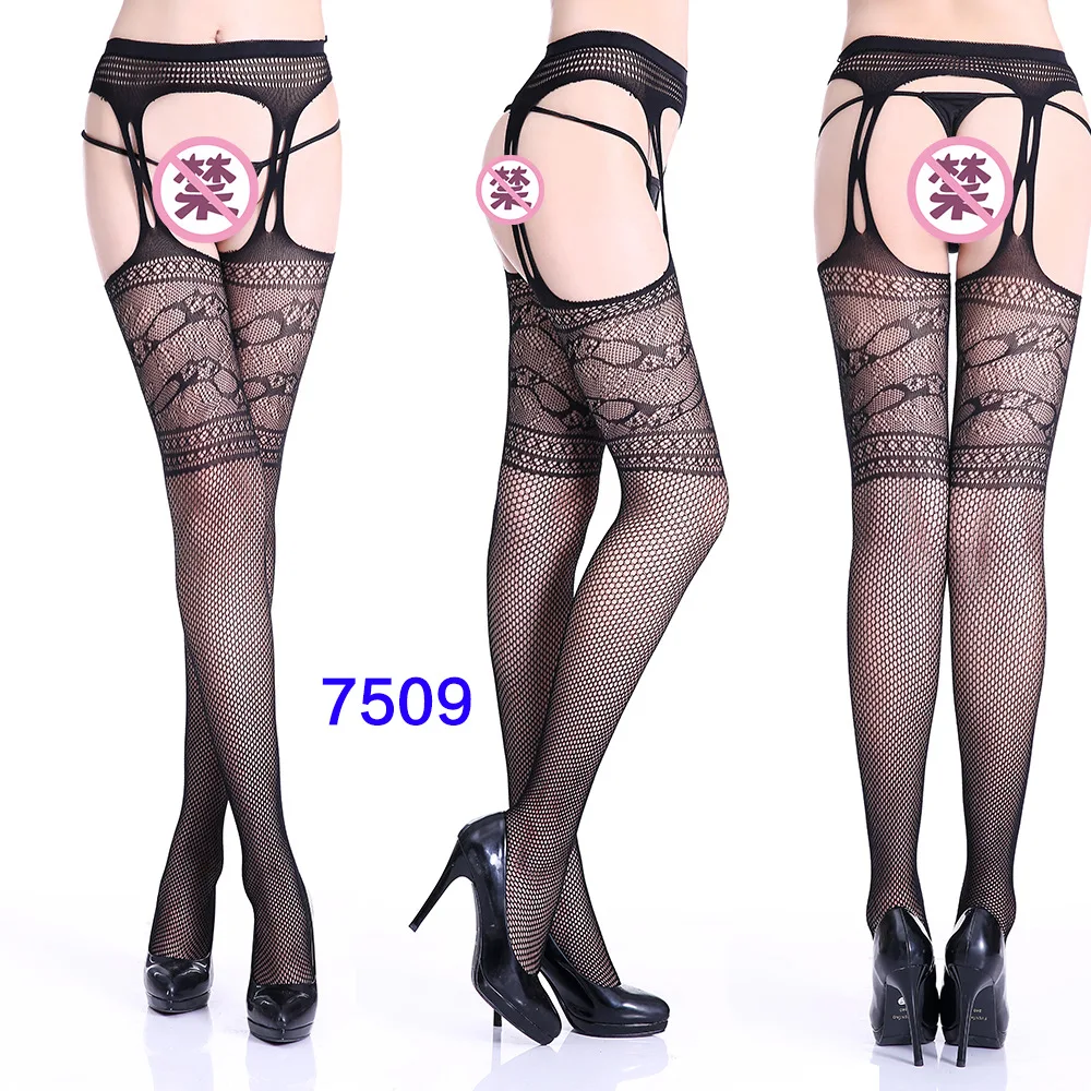 Women Black Stockings With Belt Set High Fishnet Tights Erotic Lingerie Sexy Pantyhose Floral Print Long Mesh Lace Stocking Women Black Stockings With Belt Set High Fishnet Tights Erotic Lingerie Sexy Pantyhose Floral Print Long Mesh Lace Stocking
