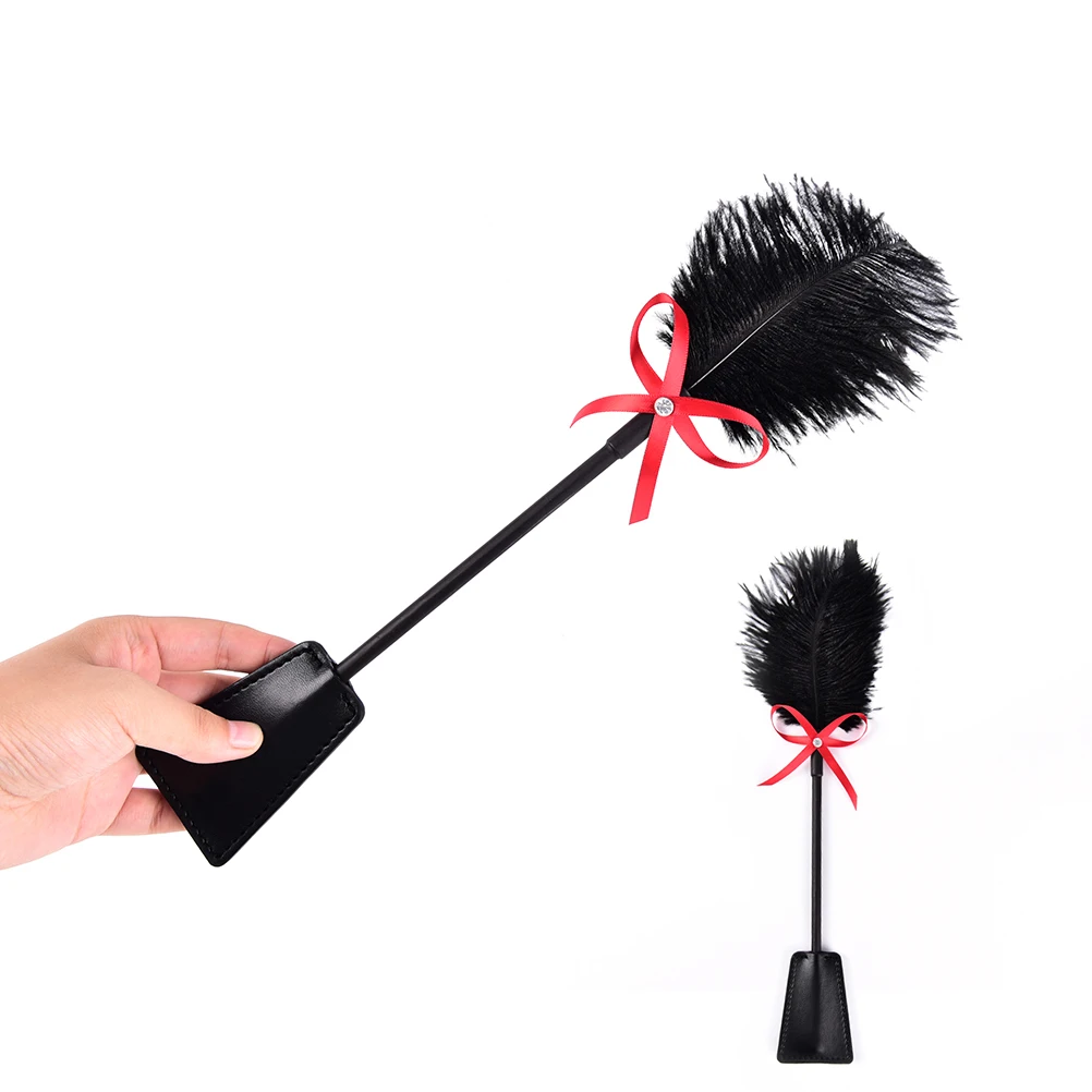 1PC PU Leather Sexy Whip For Lovers Couples Spanking Paddle Slap Clap Flap On Butt With Flirt Tickle Feather SM Sexy Game Toy