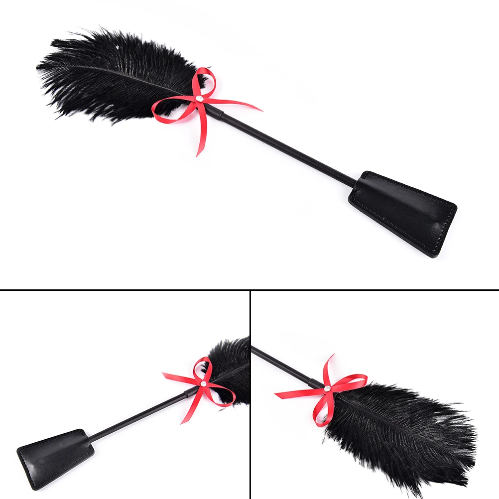 1PC PU Leather Sexy Whip For Lovers Couples Spanking Paddle Slap Clap Flap On Butt With Flirt Tickle Feather SM Sexy Game Toy