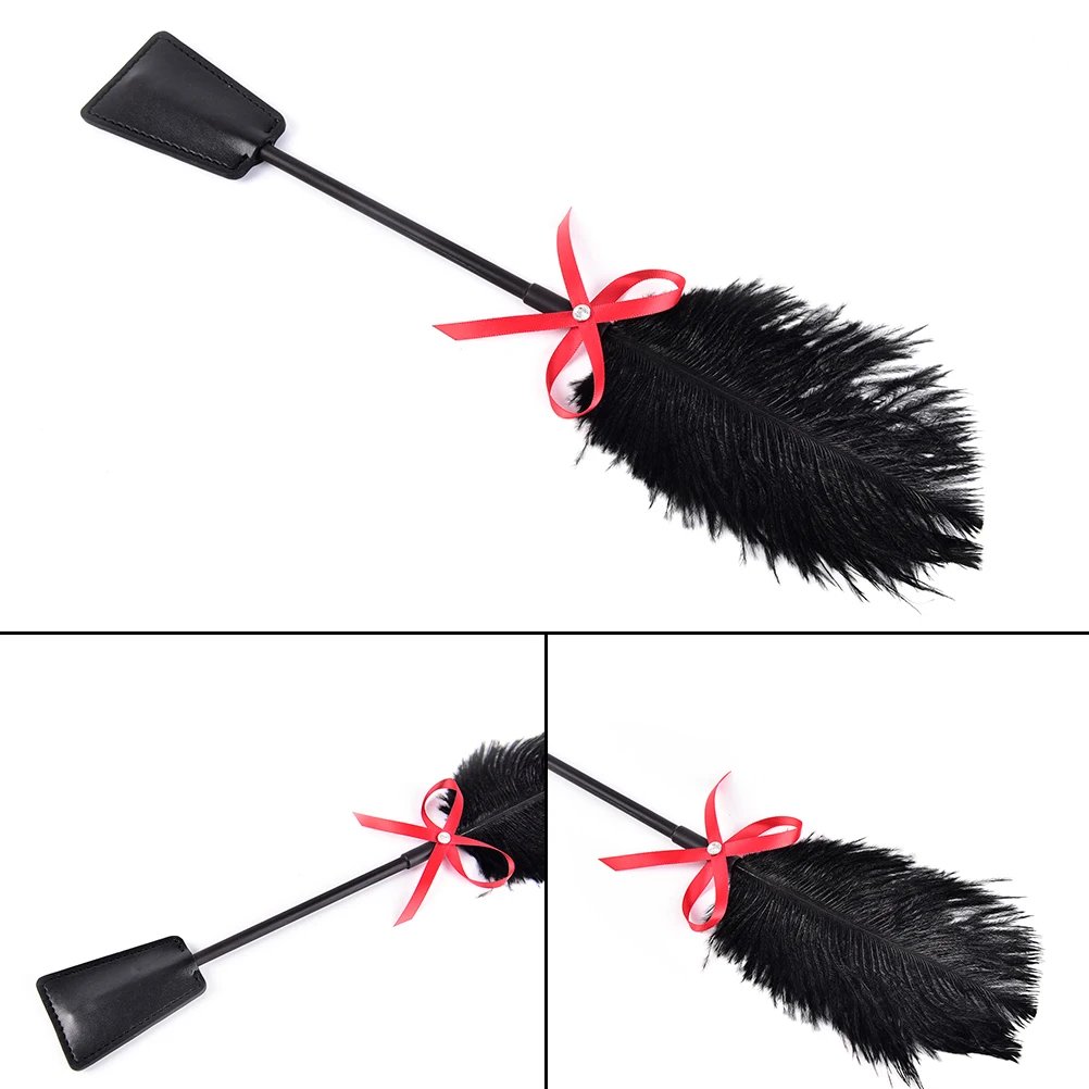 1PC PU Leather Sexy Whip For Lovers Couples Spanking Paddle Slap Clap Flap On Butt With Flirt Tickle Feather SM Sexy Game Toy
