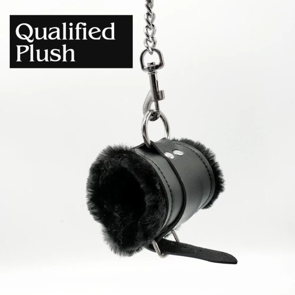 2PCS Plush Leather Handcuffs with Blindfold Kit Fuzzy Wrist Cuffs and Eye Mask Restraints for Adults Games Play