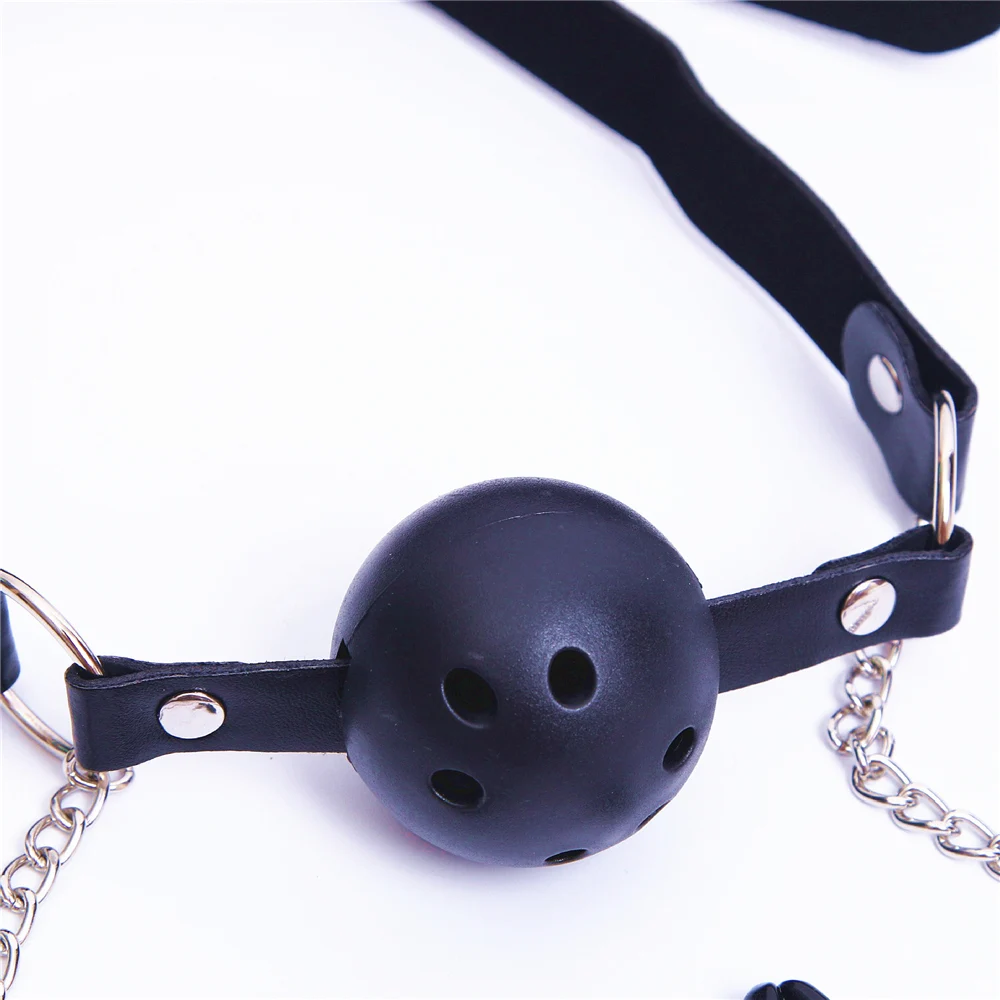 Erotic Toy PU Leather Mouth Gag Ball Oral Sex with Chain Clip Breast Nipple Clamps Fetish Bondage Harness Sex Toys Adult Games Erotic Toy PU Leather Mouth Gag Ball Oral Sex with Chain Clip Breast Nipple Clamps Fetish Bondage Harness Sex Toys Adult Games