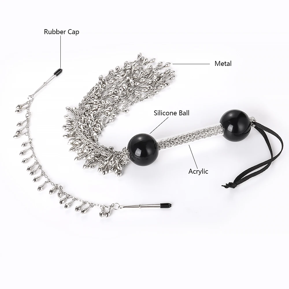 2pcs  Bondage Kits Nipple Clamps with Horse Riding Crop Whip No Piercing Weighted Nipple Clamps For Women Non Piercing Beginner