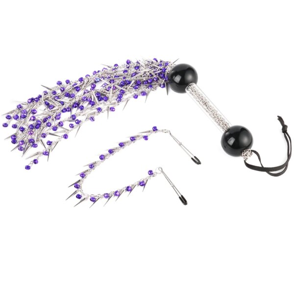 2pcs  Bondage Kits Nipple Clamps with Horse Riding Crop Whip No Piercing Weighted Nipple Clamps For Women Non Piercing Beginner