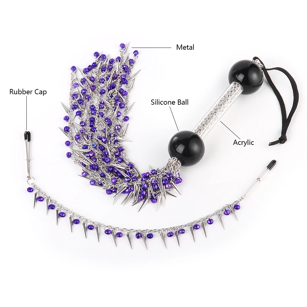 2pcs  Bondage Kits Nipple Clamps with Horse Riding Crop Whip No Piercing Weighted Nipple Clamps For Women Non Piercing Beginner