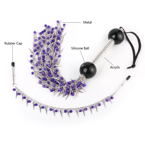 2pcs  Bondage Kits Nipple Clamps with Horse Riding Crop Whip No Piercing Weighted Nipple Clamps For Women Non Piercing Beginner