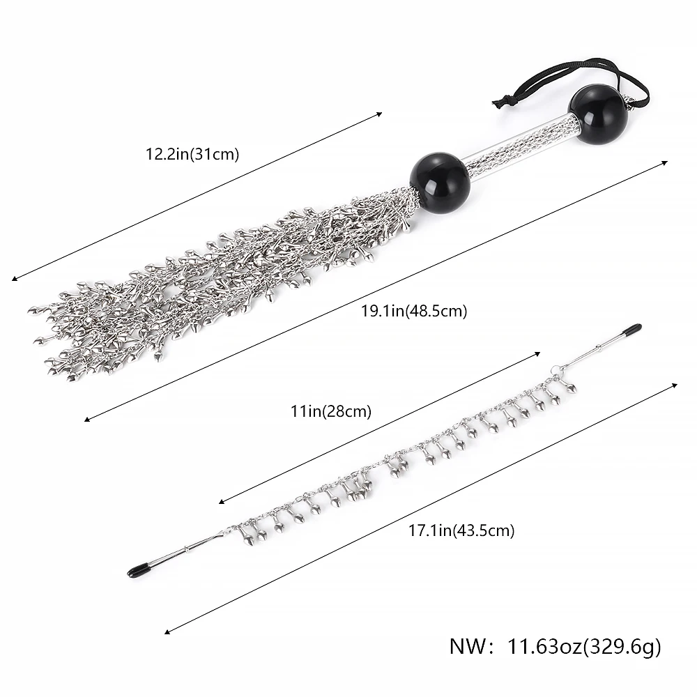 2pcs  Bondage Kits Nipple Clamps with Horse Riding Crop Whip No Piercing Weighted Nipple Clamps For Women Non Piercing Beginner
