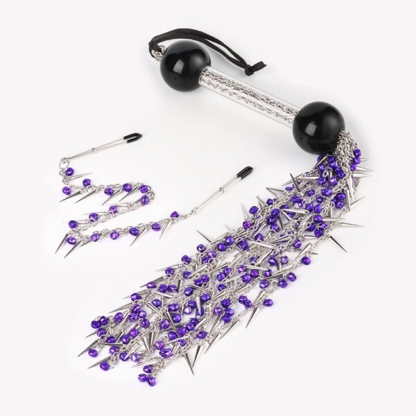 2pcs  Bondage Kits Nipple Clamps with Horse Riding Crop Whip No Piercing Weighted Nipple Clamps For Women Non Piercing Beginner