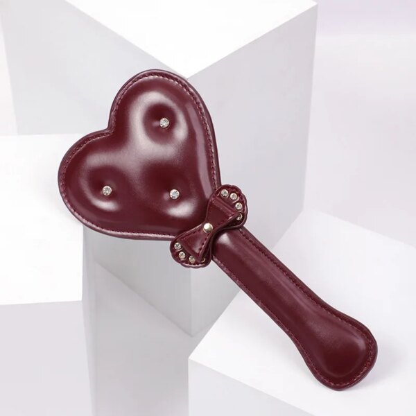 Heart Shape Diamond Handle PU Leather Riding Crop BDSM Bondage Spanking Paddle Whip Sex Toy Adult Sex Toy For Men Women Sex Shop