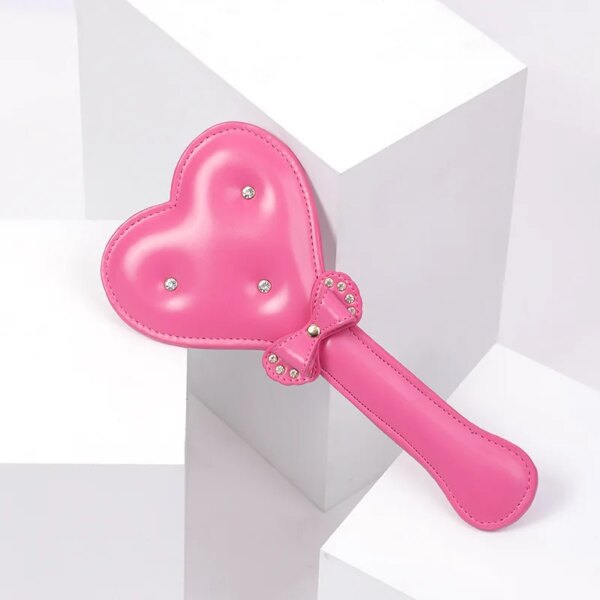 Heart Shape Diamond Handle PU Leather Riding Crop BDSM Bondage Spanking Paddle Whip Sex Toy Adult Sex Toy For Men Women Sex Shop