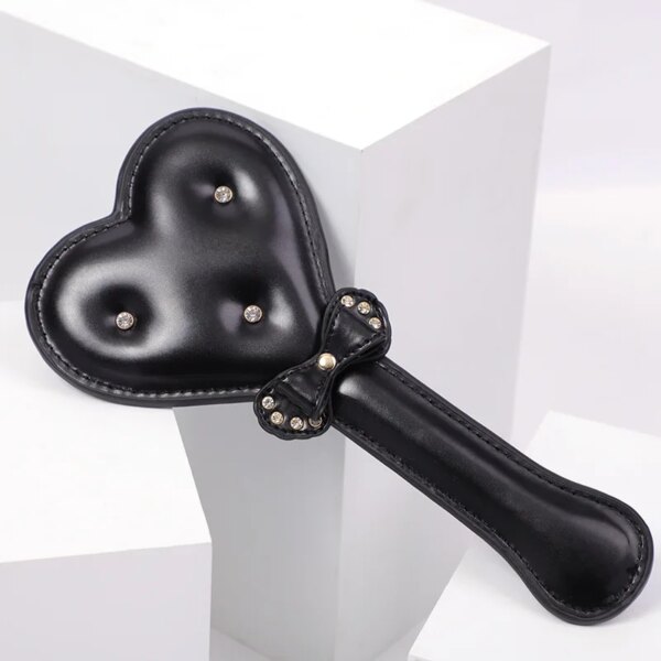 Heart Shape Diamond Handle PU Leather Riding Crop BDSM Bondage Spanking Paddle Whip Sex Toy Adult Sex Toy For Men Women Sex Shop