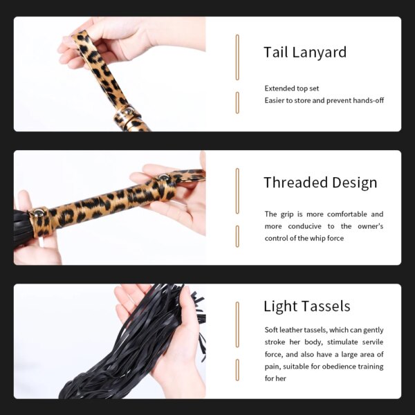16" Leather Whip Horse Riding Crop PU Flogger SM Hitting Toy BDSM Accessory for Adult Sex Play Bondage Whips