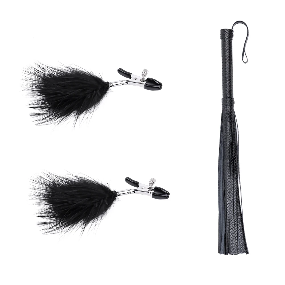 2pcs BDSM Restraint Set Include Leather Whip SM Reding Crop and Nipple Clamp Adult Sex Toys for Women and Couples Pleasure 2pcs BDSM Restraint Set Include Leather Whip SM Reding Crop and Nipple Clamp Adult Sex Toys for Women and Couples Pleasure