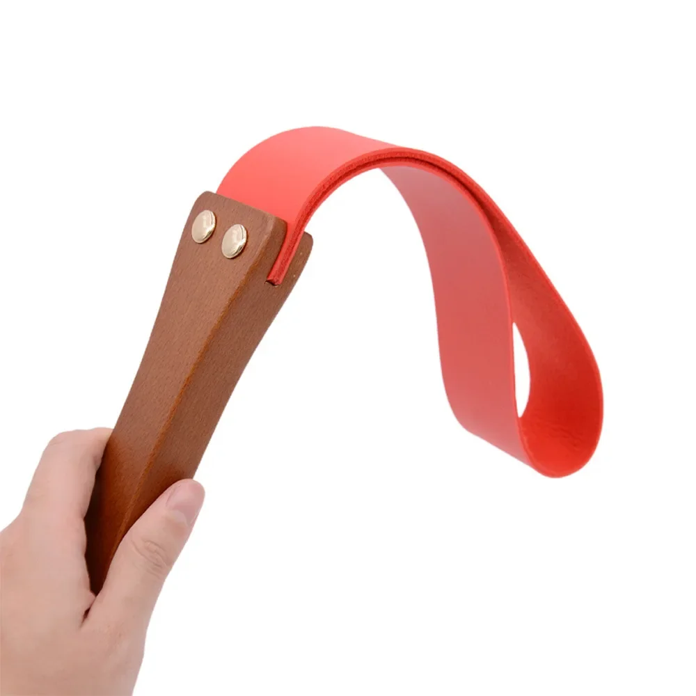 Sex Toys Sm Female Alternative Tune Teach Pp Riding Crop Wooden Handle Hand Beat Cowhide Racket Tune Leather Whip Tools