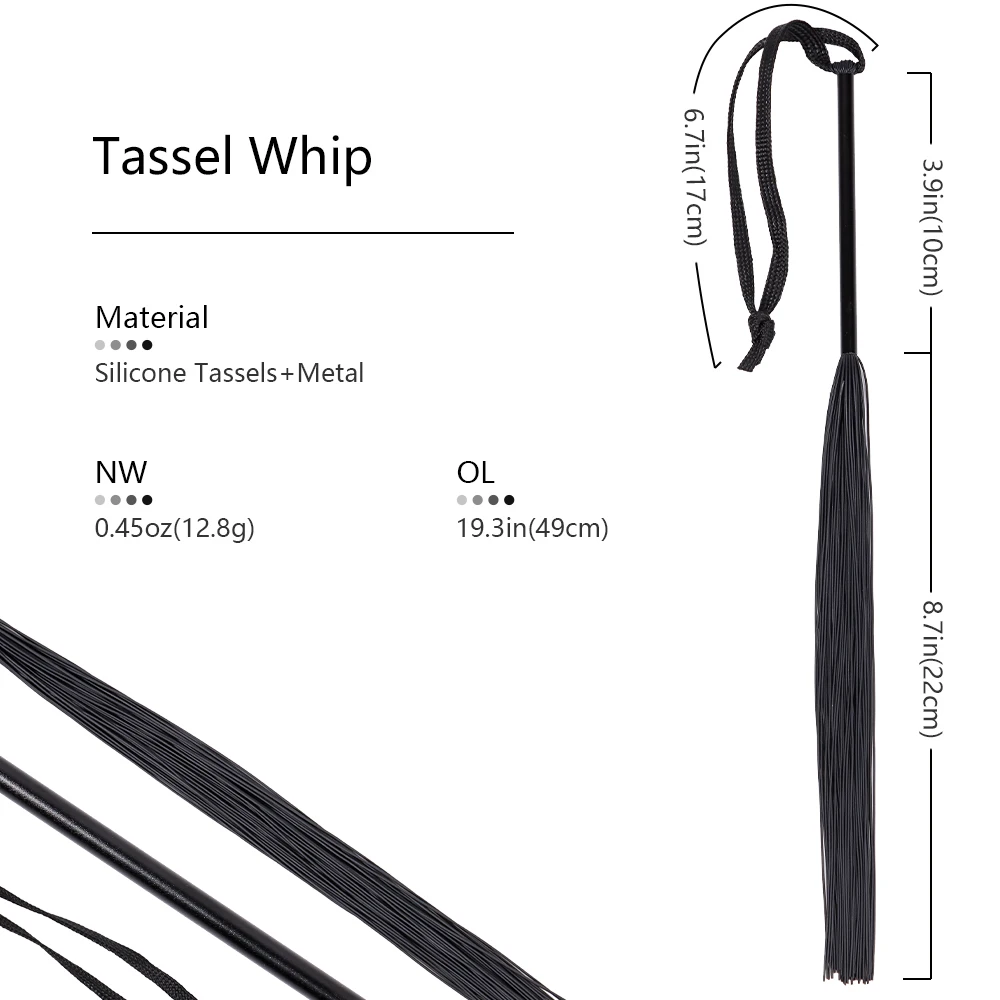 Silicone Tassels Whip Small Bondage Restrainrs Riding Crop BDSM Sexy Flogger Adult Sex Toys for Women and Couples Pleasure Silicone Tassels Whip Small Bondage Restrainrs Riding Crop BDSM Sexy Flogger Adult Sex Toys for Women and Couples Pleasure
