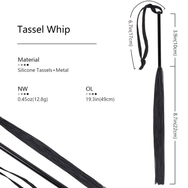 Silicone Tassels Whip Small Bondage Restrainrs Riding Crop BDSM Sexy Flogger Adult Sex Toys for Women and Couples Pleasure