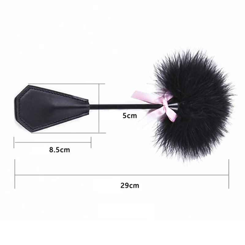 New Erotic Bdsm Feather Tickled Whip Bondage Punish Fetish Leather Spanking Paddle Play Flogger Lover Riding Crop Pony Sex Toy