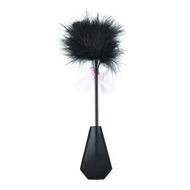 New Erotic Bdsm Feather Tickled Whip Bondage Punish Fetish Leather Spanking Paddle Play Flogger Lover Riding Crop Pony Sex Toy