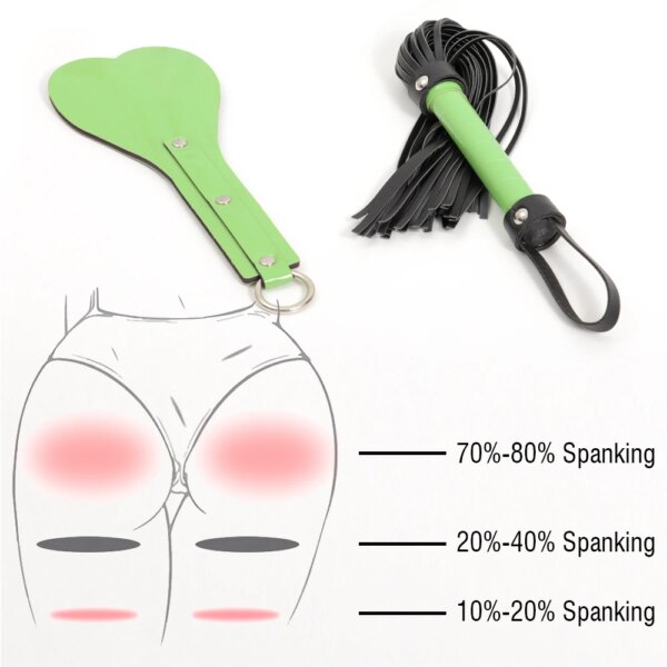 2Pcs Bondage Set with Leather Spanking Paddle and Horse Whip BDSM Restraints Kit Riding Crop Adult Sex Toys for Women and Couple