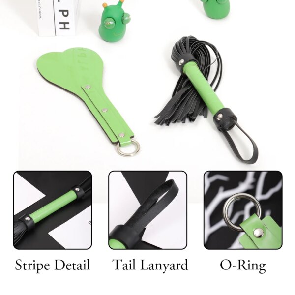 2Pcs Bondage Set with Leather Spanking Paddle and Horse Whip BDSM Restraints Kit Riding Crop Adult Sex Toys for Women and Couple