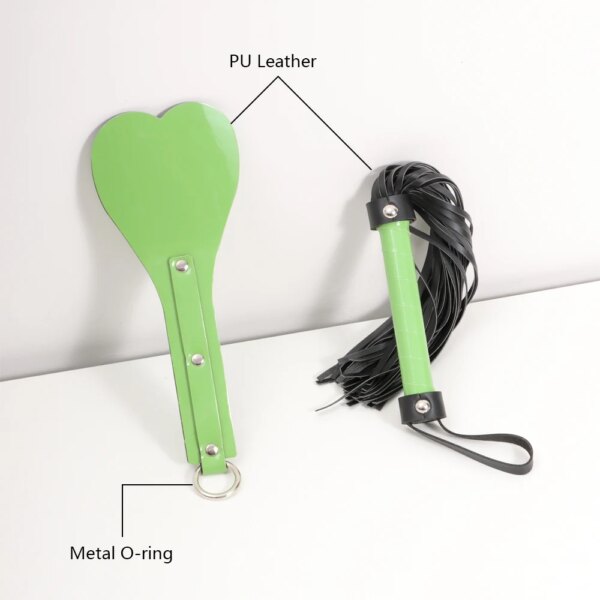 2Pcs Bondage Set with Leather Spanking Paddle and Horse Whip BDSM Restraints Kit Riding Crop Adult Sex Toys for Women and Couple